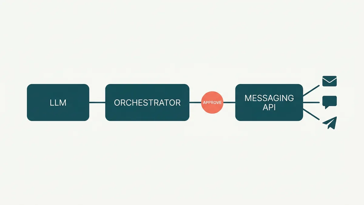 A custom AI SDR pipeline built on messaging APIs with a human approval gate