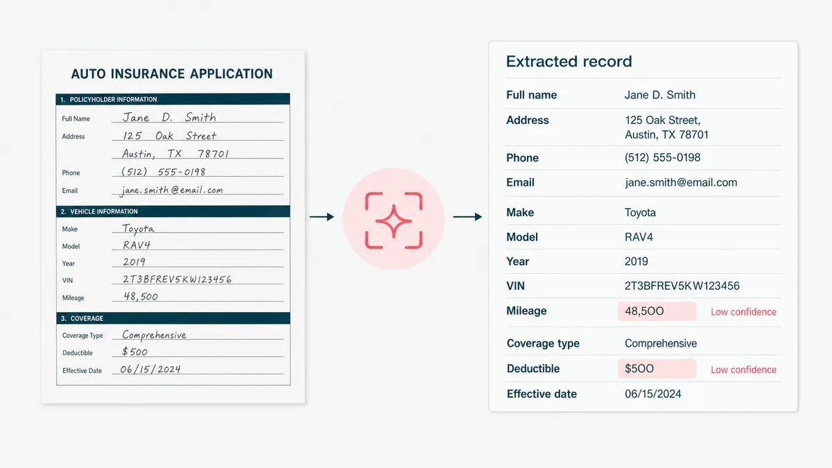 Document data extraction for insurance automation workflows