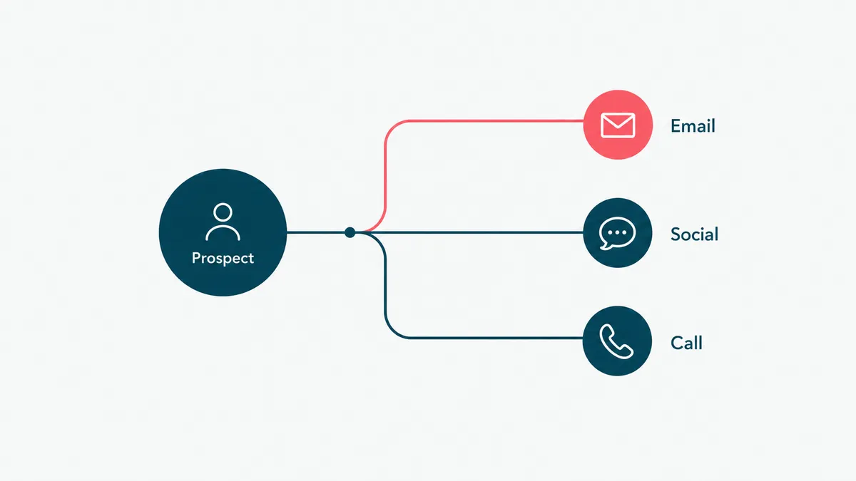 A multichannel outreach sequence across email, social, and calls