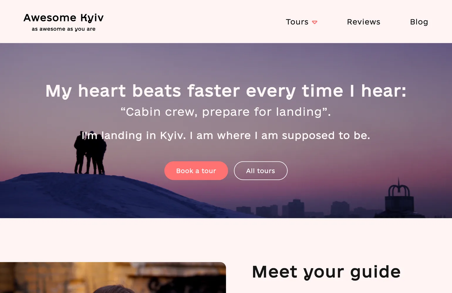 Screenshot of the kyiv tour booking site project